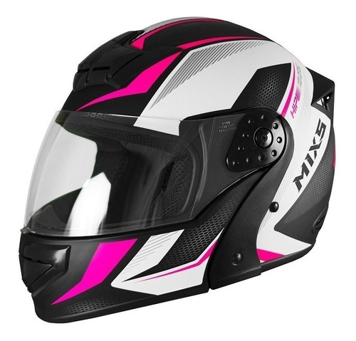 Capacete para moto  escamoteável Mixs Escamoteável  Gladiator MCAP-498RS  rosa neo fosco tamanho 56 