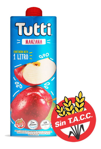 Jugo Manzana Tutti Sin Azucar Libre De Gluten Fortificada 1l