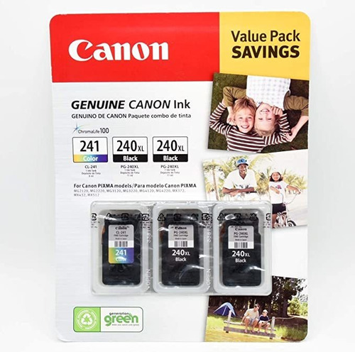 Canon Pg-240xl/cl-241 Cartucho De Tinta, Negro/tricolor (3 .