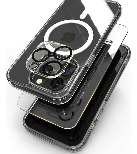 Funda Para iPhone 15 Pro Max Transparente + Protectores 1+1