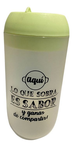 Yerbero O Azucarero Con Frase - Envase De Plástico 500cc Verde Claro