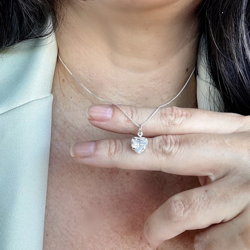 Colar Coração Prata 925 Legítima Presente Namorada Esposa