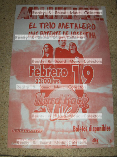 Animal Poster Hard Rock Live Original De Coleccion