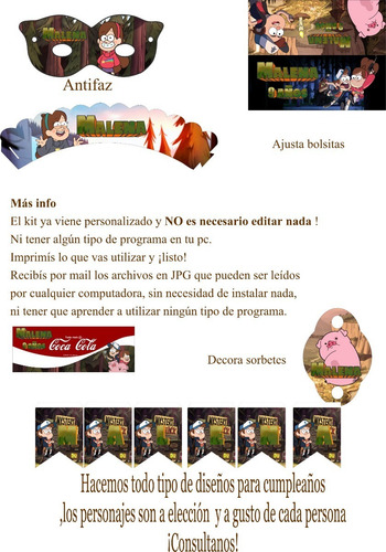 Gravity Falls Kit Imprimible Personalizados