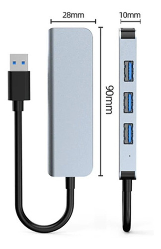 Imagen 2 de 4 de Adaptador Hub Usb C 3.0 4 En 1