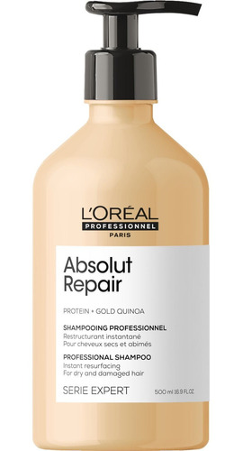 Imagen 1 de 2 de Shampoo Reparador Absolut Repair Gold Loreal Pro 500 Ml