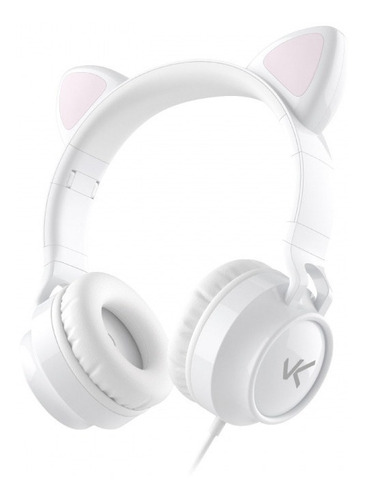 Fone Headset De Gatinho Branco Microfone Headphone Cat Gamer