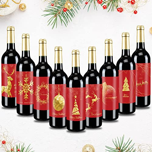 54 Etiquetas Adhesivas Botellas De Navidad Diseño De O...