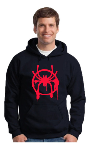 Buzo Negro Hombre Araña - Hoodie - Canguro - Unisex