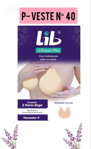 Sutiã Adesivo Lib 4 Estações P (veste N° 40) Com Hidratante