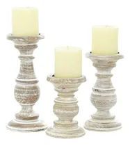 Comprar Deco 79 Portavelas De Pilar De Madera De Mango Con