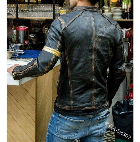 Chaqueta De Cuero Punk De Pie Con Cuello