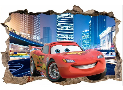 Vinilos Efecto 3d Pared Rota Cars - 1.50mx1m