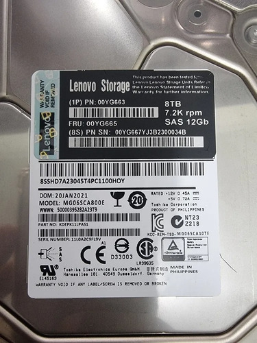 Hd Para Storage D1212 Ds4200 Ds6200 8tb Sas 7.2k 12g 3.5 00yg663 00yg665