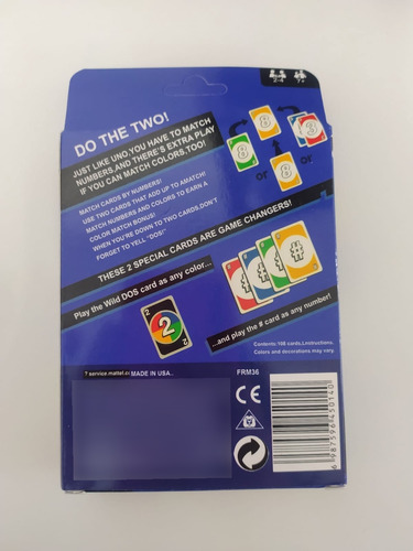 Juego de cartas educativo y divertido Uno Dos Mattel, baraja azul, idioma portugués