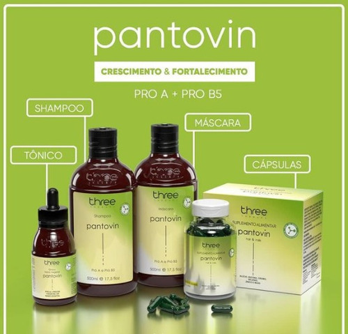 Shampoo Pantovin 500ml Pró A E Pró B5 Three Therapy 2 Unid