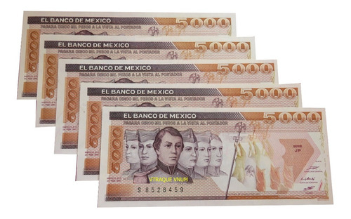 Billete 5000 Niños Heroes Castillo De Chapultepec Nuevo 