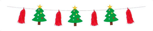 Guirnalda Arbolitos Verdes Y Borlas Navidad Decoración