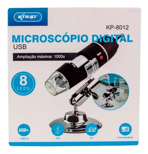 Microscopio Digital Knup Kp-8012: Ampliacao De 1000x, Leds