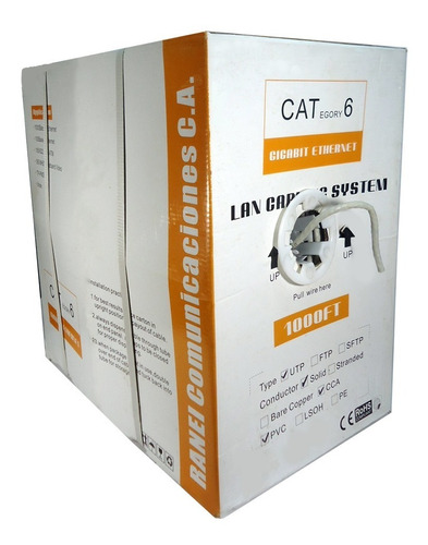 Cable Utp Cat6 70/30 Ranei 305 Mts
