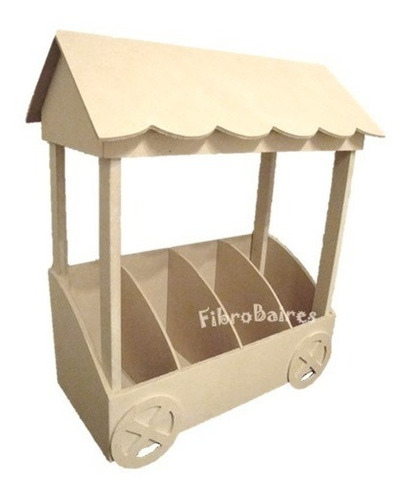 Imagen 1 de 4 de Kiosco Carro Golosinero Fibrofacil 30 X 40 Cm Candy Bar