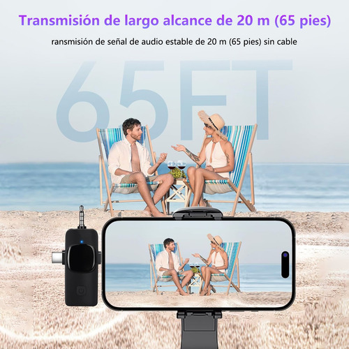 2pzs Micrófono De Solapa Inalámbrico Bluetooth 3 En 1