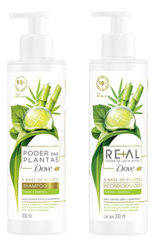 Kit X2 Dove Real Fuerza + Bambú Shampoo Y Acondicionador