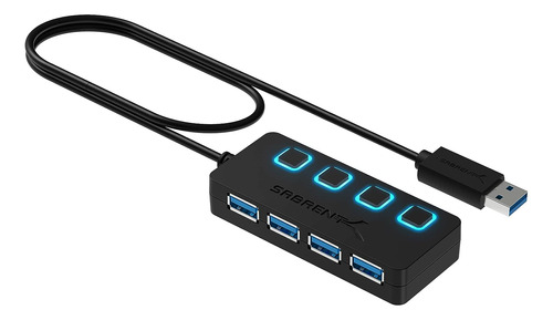 Hub Usb 3.0 Sabrent De 4 Puertos, Hub Usb De Datos Delgado C