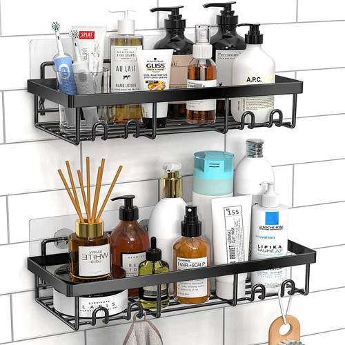 Set De 2 Estante Organizador De Baño Autoadhesivo Acero Inox