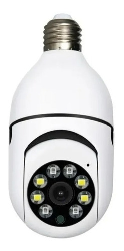Câmera Wifi Ip Panoramica Segurança Lampada Espiã 360 Áudio Cor Branco