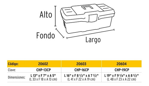 Caja Plástica 19'' Con Compartimentos, Pretul, Color Negro