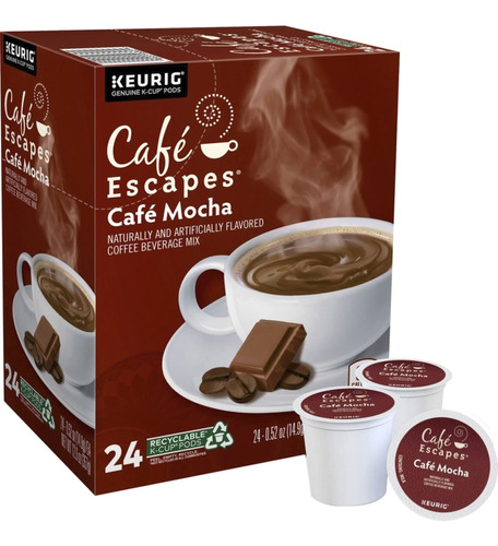 Cafe Escapes K-cup De Cafe De Una Sola Porcion, Cafe Moca,