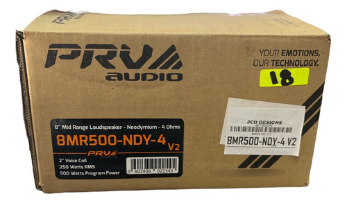 Par 2 Piezas De Medios Prv Audio 8mr500-ndy-4v2 De 500 Watts Negro