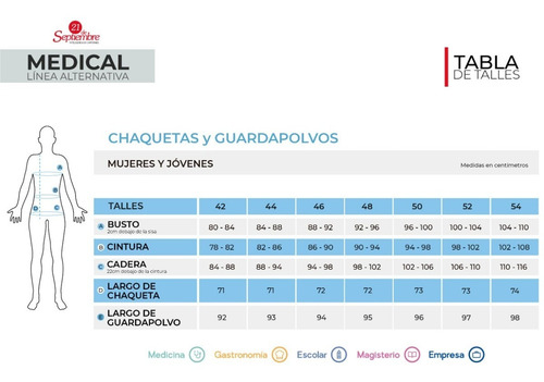 Imagen 3 de 3 de Guardapolvo C/ Puño Y Broche Medical 21 De Septiembre