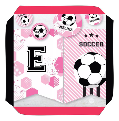 Kit Imprimible Futbol Pelota Rosa Candy Bar Nena