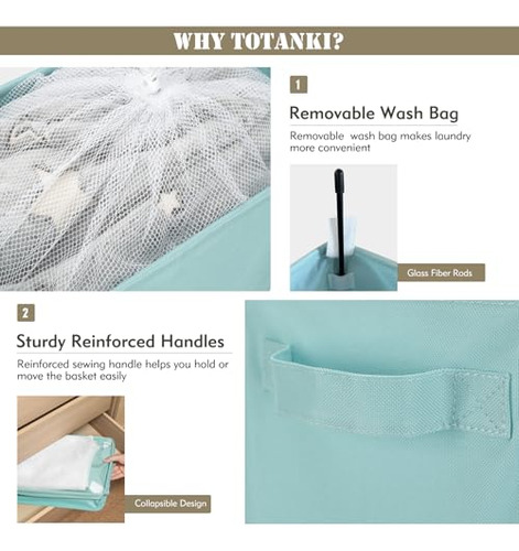 Cesta De Lavandería Plegable Con Ruedas Y Bolsa Extraíble