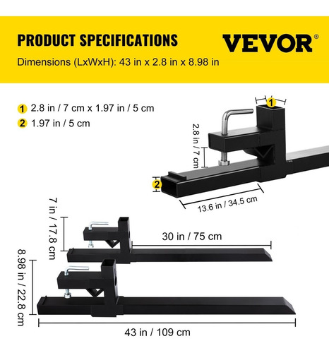 Extensiones De Cuchillas Para Montacargas 1500lbs
