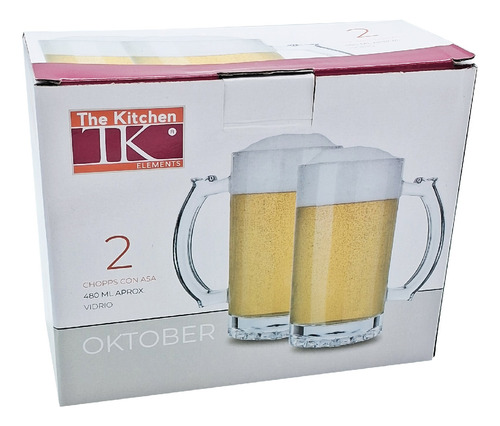 Chop Cervecero Jarro De Vidrio Tipo Mug Set X 4 De 480 Ml
