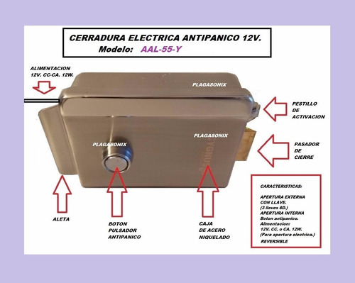Kit Cerradura Electrica 12v. Antipanico Ll/b + Fuente Puls.