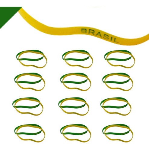18 Pulseiras Silicone Verde Amarelo Brasil Copa Torcida