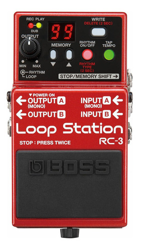 Pedal de efeito Boss Loop Station RC-3  vermelho