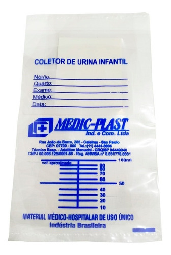 Saco Coletor De Urina Infantil Unissex - Kit 200 Unidades