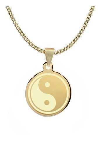 Pingente Folheado Ouro Yin E Yang Saf27 Corrente 45cm