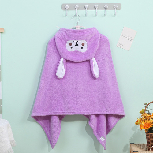 Toalla De Baño Infantil, Capa De Terciopelo Con Capucha, Alb