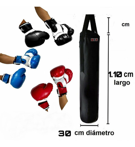 Saco De Boxeo 1.10metros Y 2 Pares De Guantes De Boxeo 