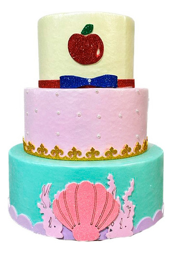 Bolo Fake Maquete Tema Princesas Candy Color - Cm 25x20x15