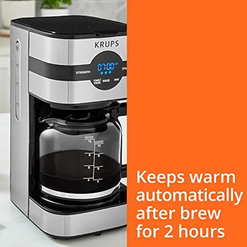 Cafetera Digital Krups 10 Tazas, Personalizacion De Sabor Black Stainless Steel