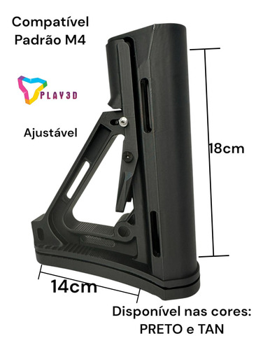 Coronha Stock Ctr - M4 E M16 - Preto Tan Airsoft Preto
