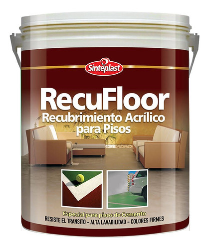 Pintura Para Pisos De Cemento / Concreto Recufloor 4 Lts Color Amarillo