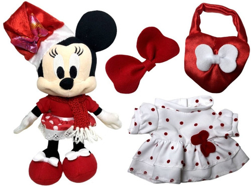 Boneca Pelúcia Minnie Mouse Natal Vermelho Disney Original